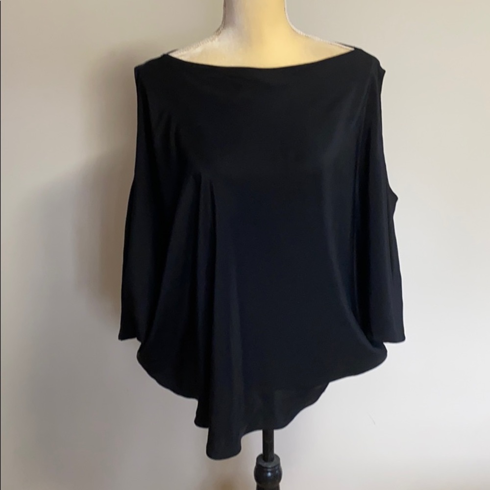 Emille Black Silk Capelet Top